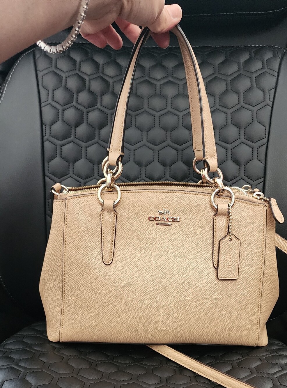 Coach Beige Leather Small Satchel with Gold Hardware